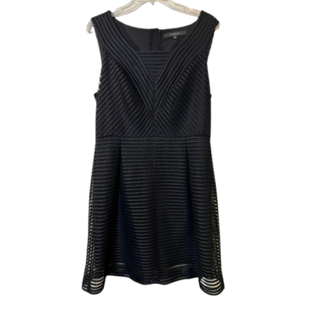 Marc New York Andrew Marc Black Textured Fit & Flare Dress Size 14